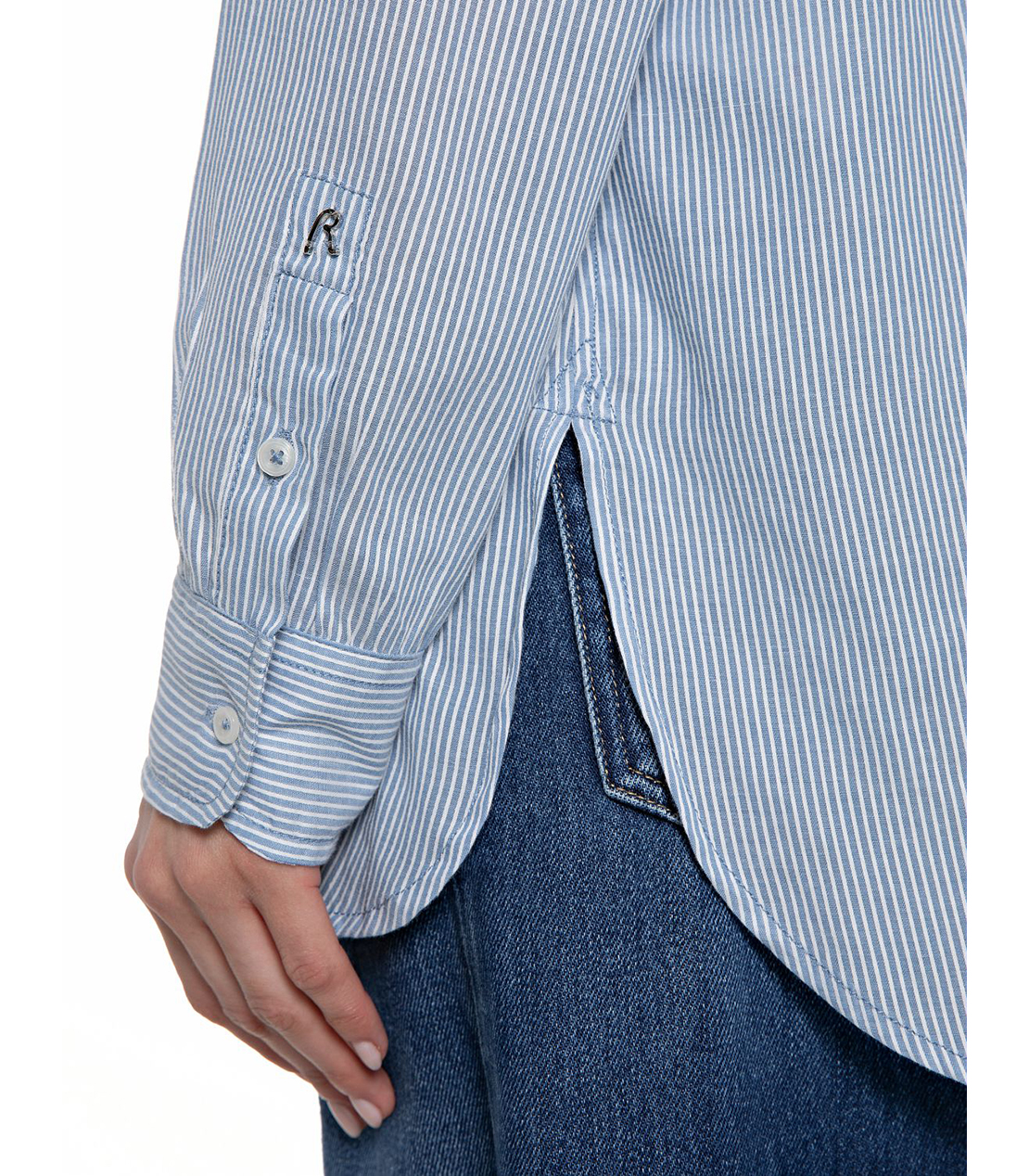 コットンドビーストライプオーバーシャツ 詳細画像 ライトブルー 5